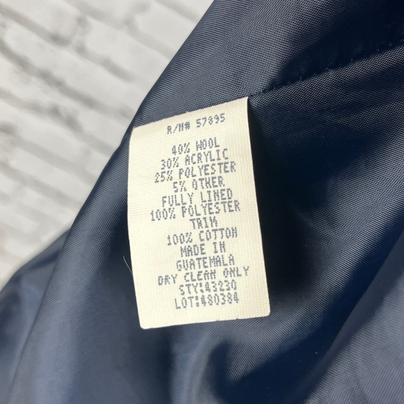 Vintage wool plaid green blazer with shoulder pads, & contrast collar,80’s,sz 14 - Picture 11 of 12